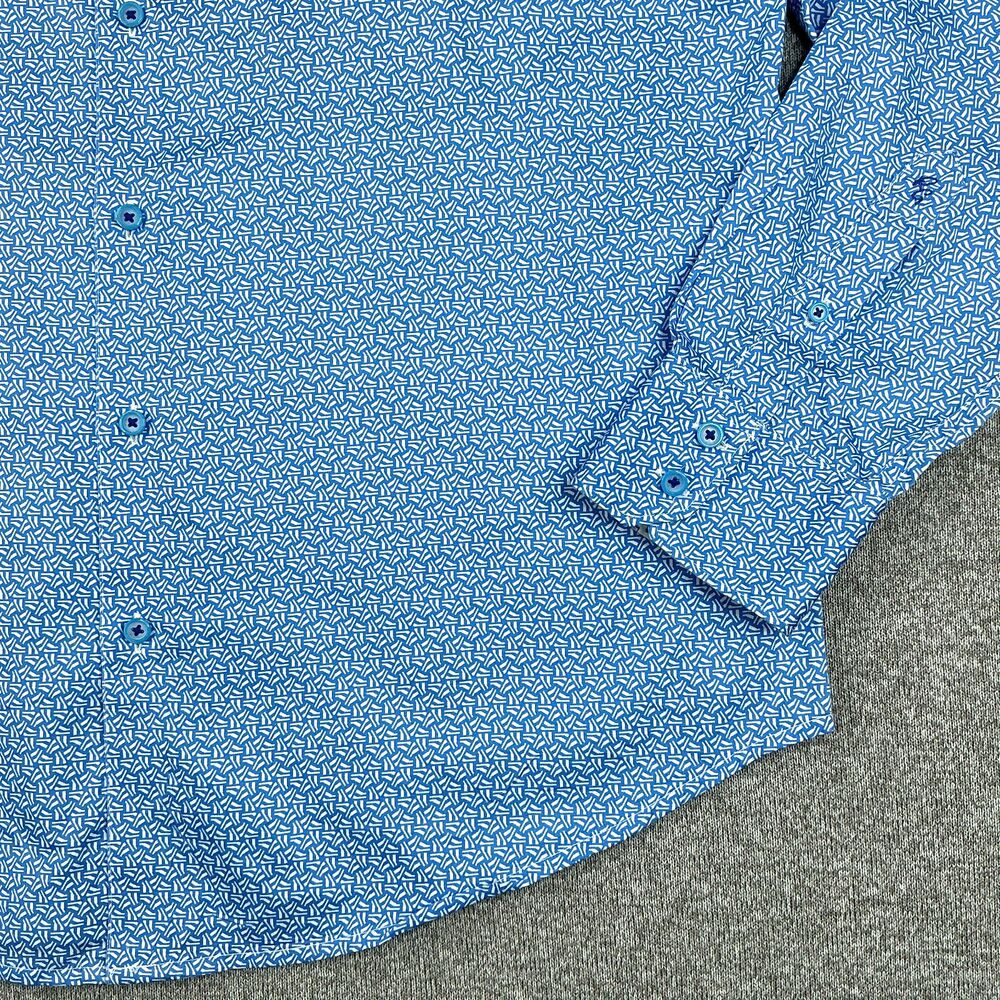 Robert Graham Dress Shirt XL Blue Geometric Print Button Up Long Sleeve Preppy - Picture 5 of 15